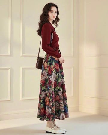 Wrap Blouse & Floral Skirt Set